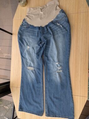 Maternity Distressed Blue Denim Jeans